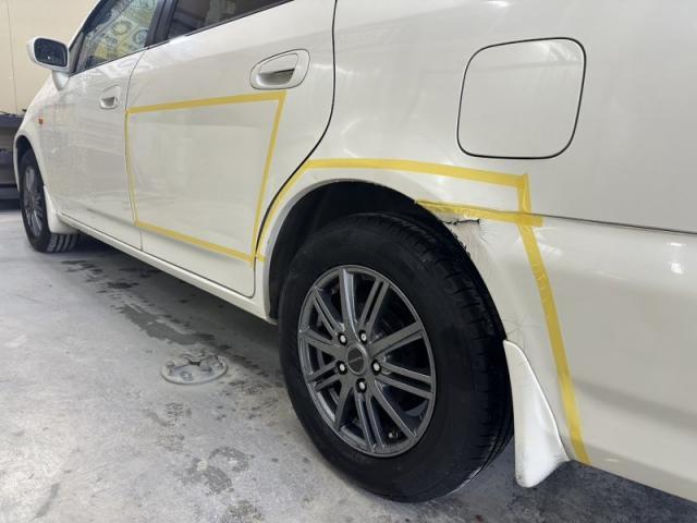 ホンダ ストリーム リヤドア、リヤクォーター、リヤバンパー キズ・へこみ直し 板金塗装大阪市住之江区