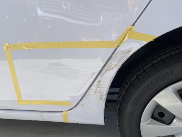 ダイハツ ミライース 左リアドア・リアフェンダー(後ろタイヤ上)キズ・へこみ直し 宇部市
