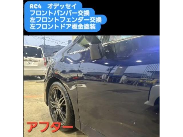 ホンダ　オデッセイ　フロントバンパー交換　フロントフェンダ交換　フロントドア板金　キズ・へこみ直し　修理　塗装　京都　長岡京市