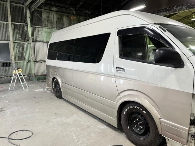 トヨタ　ハイエースワゴン　過去作業実績　外装品・エアロパーツ取付　鈑金塗装　傷へこみ　宮城県　仙台市　宮城野区　若林区　名取市　岩沼市　安い　