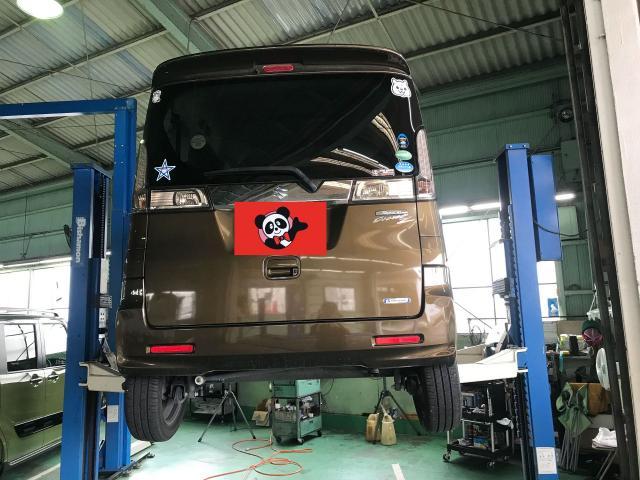 スズキ　スペーシアカスタム　車検整備　岡崎市からご来店のお客様　パワーエアコン添加　軽自動車　岡崎市　蒲郡市　安城市　幸田町　豊田市　西尾市
