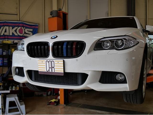 愛知県　半田市　BMW　5シリーズ　F11　エアサス　下がる　交換　車高　上がらない　故障　修理　５シリーズ　メンテナンス・日常点検　名古屋市天白区　外車　輸入車　販売　買取　修理　板金　整備　