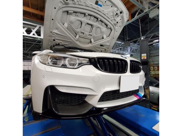 BMW F82 M4 フロントリップスポイラー取り付け 四日市輸入車整備､車検