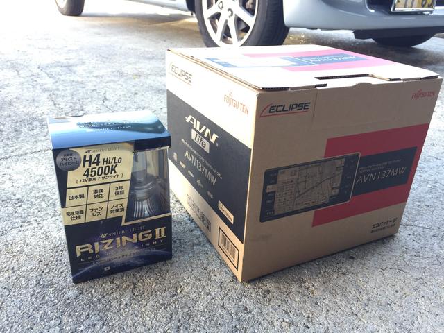 タントにカーナビ取付とLEDヘッドライト取付 