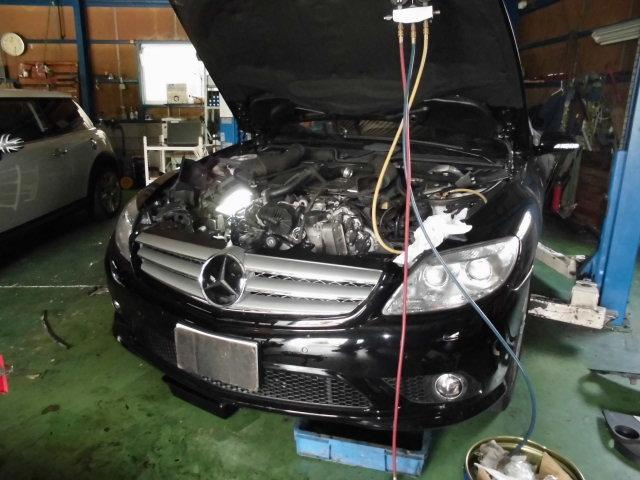 ベンツ　W216　CL500　クーラント漏れ　愛知県　小牧市　外車の修理はワイエスオートサービス