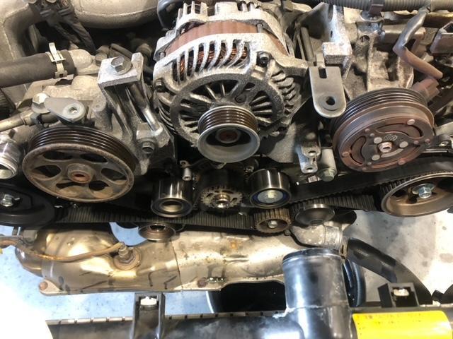 レガシィツーリングワゴン　タイベル＆ウォーターポンプ交換　スバル・マツダ専門店　カーストック春日井・小牧店