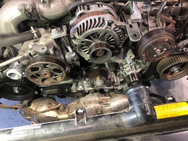 レガシィツーリングワゴン　タイベル＆ウォーターポンプ交換　スバル・マツダ専門店　カーストック春日井・小牧店