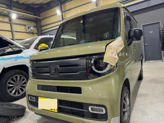 ホンダ　HONDA　N-VAN　スタイルファンターボ　デジタルインナーミラーのお取り付け＆純正フードラッピングの張り直し