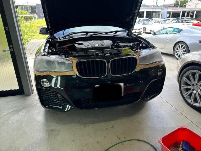 BMW X3 ヘッドライトリペア フロントバンパー傷修理  岐阜市 塗装