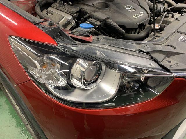 マツダ　ＣＸ－５　ＬＤＡ－ＫＥ２ＡＷ　ヘッドライトスチームコート　ヘッドライトレンズ　磨き