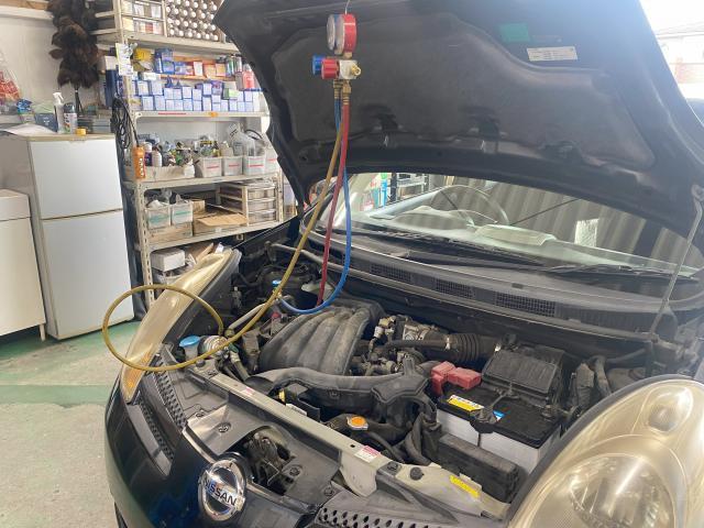 ノート　エアコンコンプレッサー交換作業
エアコンが冷えない、ヒューズ切れなどの場合も...