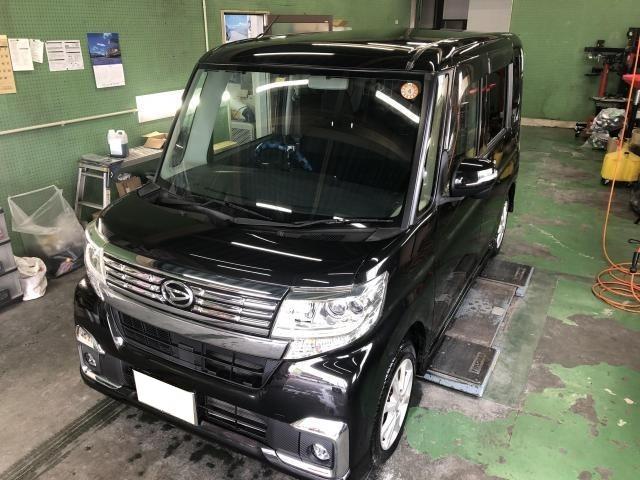 ダイハツ　タントカスタム　ボディーコーティングって高い！？　ボディーの磨きで十分綺麗に！！　安価で磨き・艶出しが出来ます。～【栃木県宇都宮市・下野市「ジャストオート」作業メニュー～