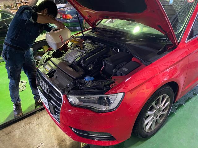 Audi アウディA3 MOTULエンジン・オイル交換 エレメント交換 サービスインターバル・リセット作業。アウディ 車検 整備 修理。芳賀郡市貝町のK様 ご依頼ありがとうござます。     栃木県 小山市 Krevo