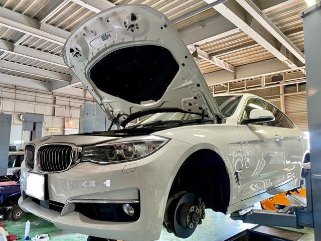 BMW 320i グランツーリスモ BMW車検整備修理。ブレーキパッド エンジンオイル エレメント交換作業。栃木県栃木市T様 ご依頼ありがとうござます。     栃木県小山市カワマタ商会グループ(株)Kレボリューション