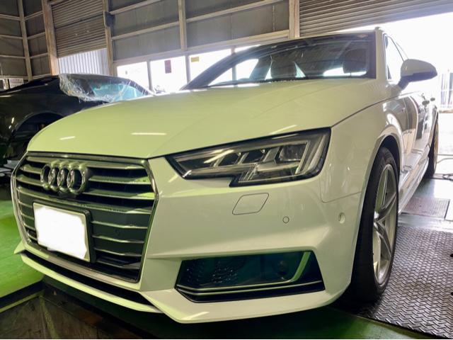 AUDI A4 2.0TFSI quattro sport アウディ A4 左右ドアミラーレンズ交換 配線加工作業。栃木県小山市H様 ご依頼ありがとうござます。    栃木県小山市カワマタ商会グループ(株)Kレボリューション