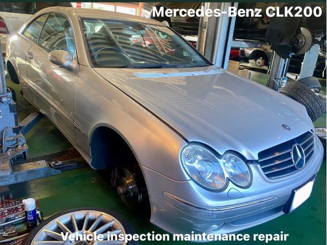 Mercedes-Benz メルセデス・ベンツ CLK200 車検 F/Rブレーキディスクローター・パッド交換作業。千葉県市川市F様 ご依頼ありがとうござます。ベンツ車検整備修理板金塗装・販売買取 栃木県小山市(株)Kレボリューション