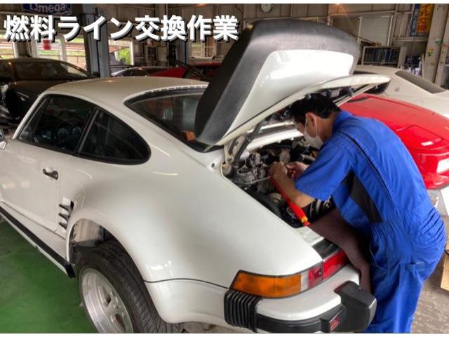 PORSCHE ポルシェ 911 ターボ ファクトリー フラットノーズ 車検&燃料漏れ修理作業。茨城県潮来市S様 ご依頼ありがとうござます。ポルシェ車検整備修理板金塗装テスター診断販売買取 栃木県小山市(株)Kレボリューション