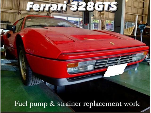 Ferrari フェラーリ 328 GTS エンジン不始動 フューエルポンプ・ストレナー・リレー交換 スロッルバルブ・プラグ清掃作業。フェラーリ車検整備修理レストア板金塗装テスター診断販売買取 栃木県小山市カワマタ商会グループ(株)Kレボ