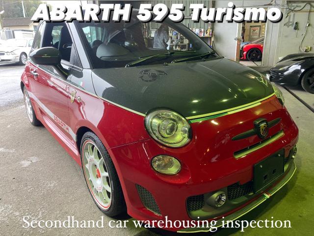 ABARTH アバルト 595 ツーリズモ 中古車入庫点検。アバルト車検整備修理レストア板金塗装テスター診断販売買取 栃木県小山市カワマタ商会グループ(株)Kレボリューション