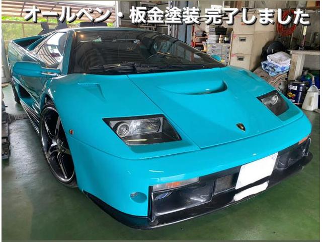 Lamborghini ランボルギーニ ディアブロ オールペン 板金全塗装。東京都葛西区Y様ご依頼ありがとうございます。ランボルギーニ車検整備修理レストア板金塗装故障テスター診断販売買取 栃木県カワマタ商会グループ(株)Kレボリューション