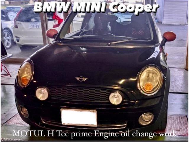 BMW MINI BMWミニクーパー MOTUL Hテックプライム エンジンオイル交換。栃木県佐野市Ｔ様ご依頼ありがとうございます。BMWミニ車検整備修理板金塗装故障テスター診断販売買取 栃木県カワマタ商会グループ(株)Kレボリューション