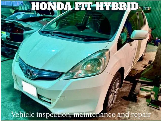 HONDA 車検・エンジンオイル交換 サイドブレーキ調整 ホンダ フィットハイブリッド。茨城県結城市S様ご依頼ありがとうございます。ホンダ車検整備修理板金塗装故障テスター診断販売買取 栃木県小山市カワマタ商会グループ(株)Kレボリューション