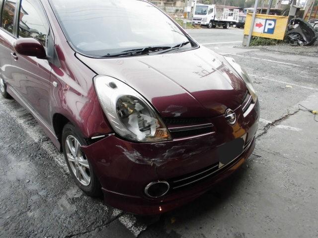 日産　ノート　板金塗装　その１　群馬県　前橋市　車のことならタカミザワモータース