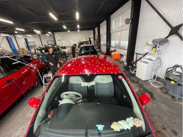 雹　キズ・へこみ直し入庫相談可能　フィアット　500C　デントリペア　絶賛作業中　　鈑金　国産車　輸入車　雹　前橋　玉村　伊勢崎　高崎　藤岡　群馬　兵庫　姫路　加古川　明石　神戸