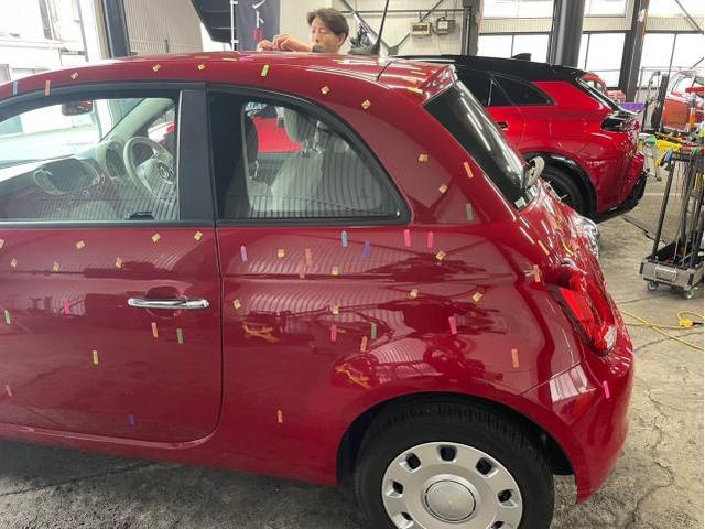 雹　キズ・へこみ直し入庫相談可能　フィアット　500C　デントリペア　絶賛作業中　　鈑金　国産車　輸入車　雹　前橋　玉村　伊勢崎　高崎　藤岡　群馬　兵庫　姫路　加古川　明石　神戸