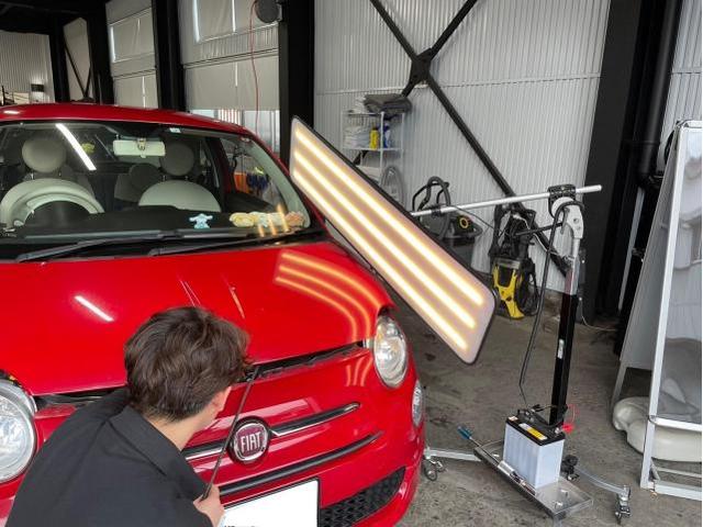 雹　キズ・へこみ直し入庫相談可能　フィアット　500C　デントリペア　絶賛作業中　　鈑金　国産車　輸入車　雹　前橋　玉村　伊勢崎　高崎　藤岡　群馬　兵庫　姫路　加古川　明石　神戸