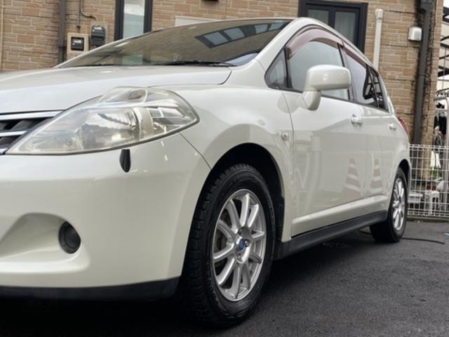 【「車検整備」日産　ティーダ（C11）パールホワイト　機関だけでなく内装・外装のメンテナンスも！】～【栃木県鹿沼市・宇都宮市「ガレージ　シースワロー」作業メニュー～