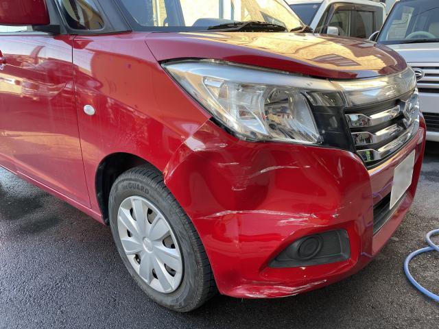 【「事故対応」スズキ　ソリオ（MA26S）　対物事故でフロント部分損傷。。。。事故修理・交換＆塗装】～【栃木県鹿沼市・宇都宮市「ガレージ　シースワロー」作業メニュー～