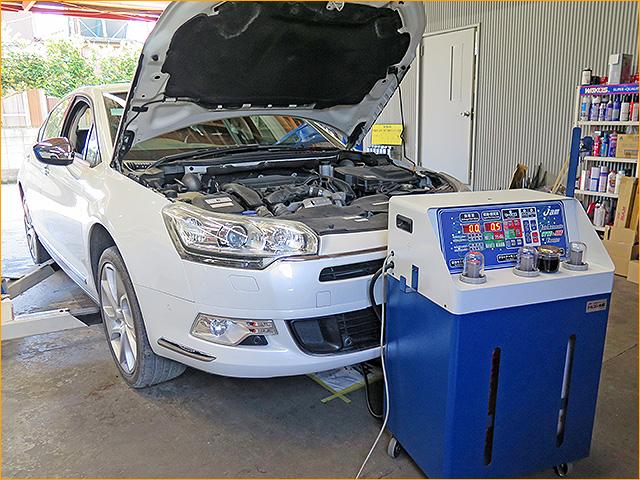 シトロエン　X75F02 C5 ATF圧送交換　トルコン太郎　埼玉