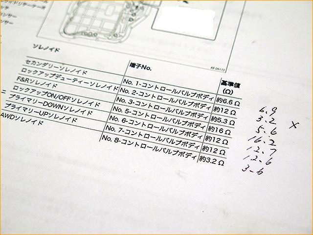 BRG レガシィツーリング　AT OILTEMP点灯　変速ショック　ロックアップソレノイド バルブ