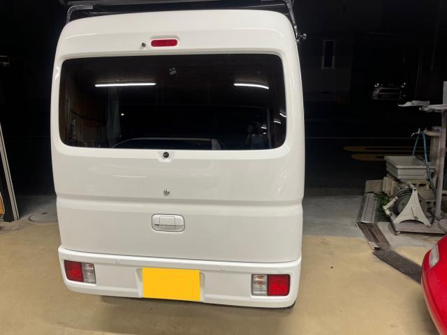 【スズキ　エブリィ】【車体後ろのヘコミ修理　リアゲート＆バンパー交換　バックパネル鈑金　塗装】