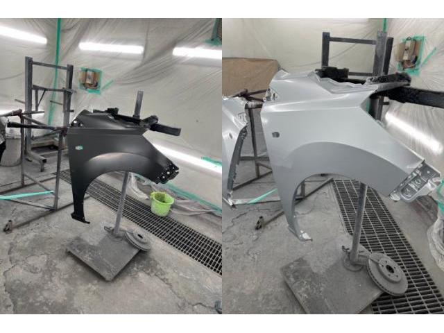 【ダイハツ　ミライース】【衝突によるフロントのヘコミ　部品交換＆塗装による対応】