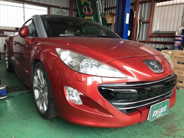 プジョー　RCZ　ABA-T7R5F03　車検整備　エンジンオイル漏れ修理　タービンインテークパイプ交換　ブレーキフルード交換　埼玉　春日部　輸入車　専門店　Peugeot　rcz