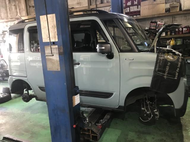 スズキ スペーシアギア(MK53S) リフトアップサスペンションへ スズキ スペーシアギア(MK53S) リフトアップサスペンションへ