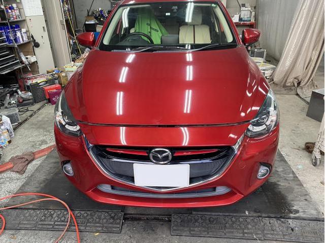 マツダ デミオ Skyactiv D 車検整備 法定24ヶ月点検 エンジンオイル交換 ブレーキフルード交換 整備 クリーンディーゼル車 八千代市 グーネットピット