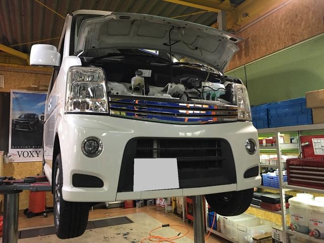 ご購入頂いたエブリイワゴンの納車整備(車検)をさせて頂きました。