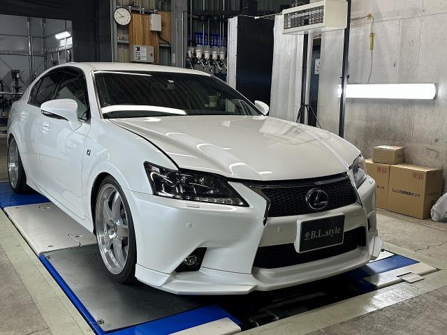 レクサスGS350 Fスポーツ GRL10 テイン車高調取付 レクソンマフラー取付 WALDフロントハーフスポイラー取付 静岡県 富士宮市