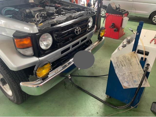 トヨタ　ランドクルーザー70のATFのトルコン太郎で圧送交換依頼です