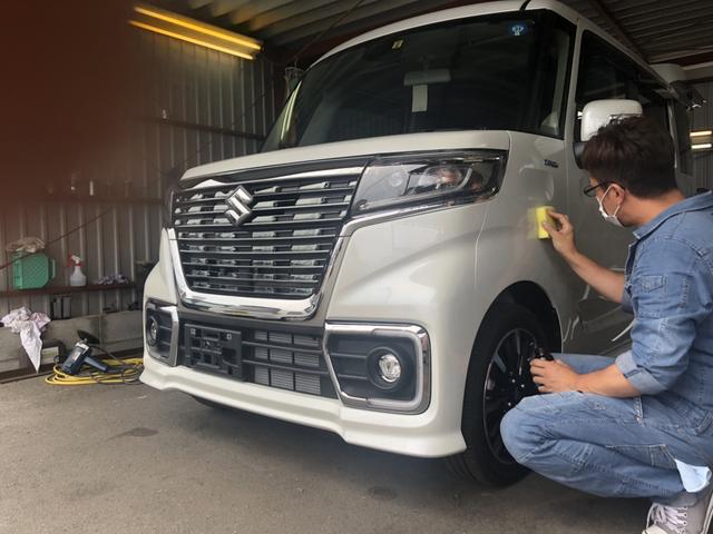 新車スペーシアカスタムのボディガラスコーティングです！【高砂市　加古川市　車検・修理・鈑金・取付お任せください】