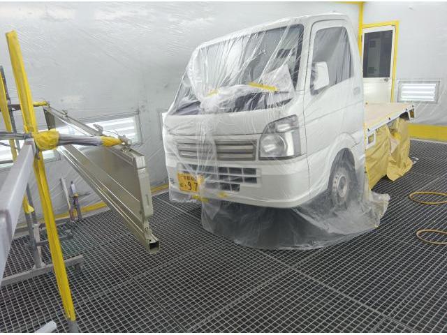 キャリートラック　幌車　鈑金塗装　事故修理　アライメント