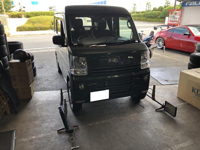 滋賀　エブリィの持込リフトアップスプリング取付