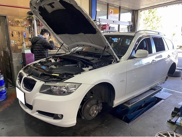 滋賀　BMW325i(E91)の車検＆整備とOBD診断