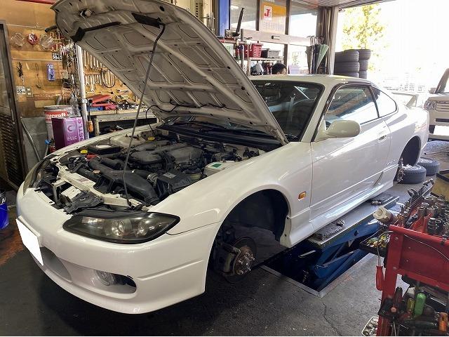 滋賀 シルビア S15 の持ち込み車高調取付 グーネットピット