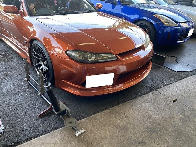 滋賀オートライフハノ　Ｓ１５シルビアのフロントトー調整