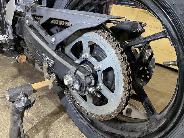 滋賀オートライフハノ　カワサキ「ZX-25R」の持込タイヤ交換(前後)＆チェーン交換