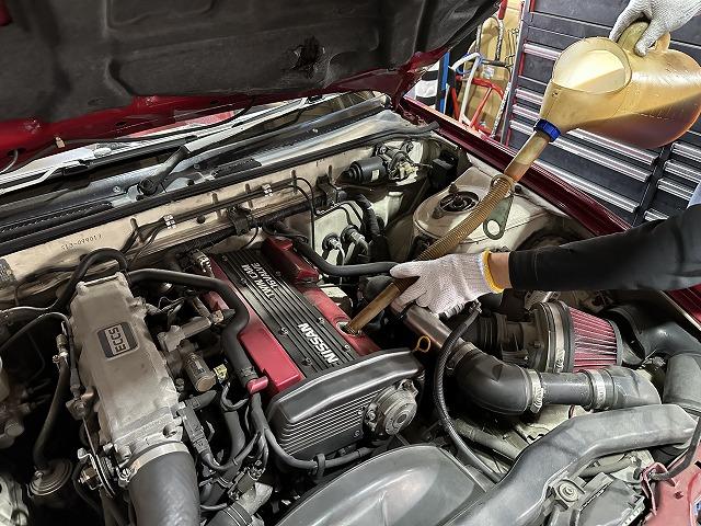 滋賀オートライフハノ 日産「シルビア」(S13)の車検&整備とオイル交換